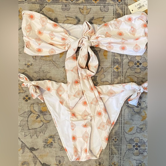 Phax Dots Orange and White Bandeau Bikini (M top/M bottom) - Picture 3 of 5